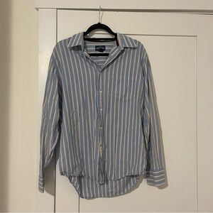Blue and White Casual Button Down Shirt